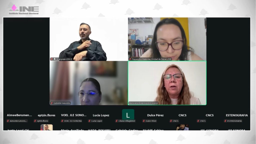 Pantalla con la imagen de las personas participantes.