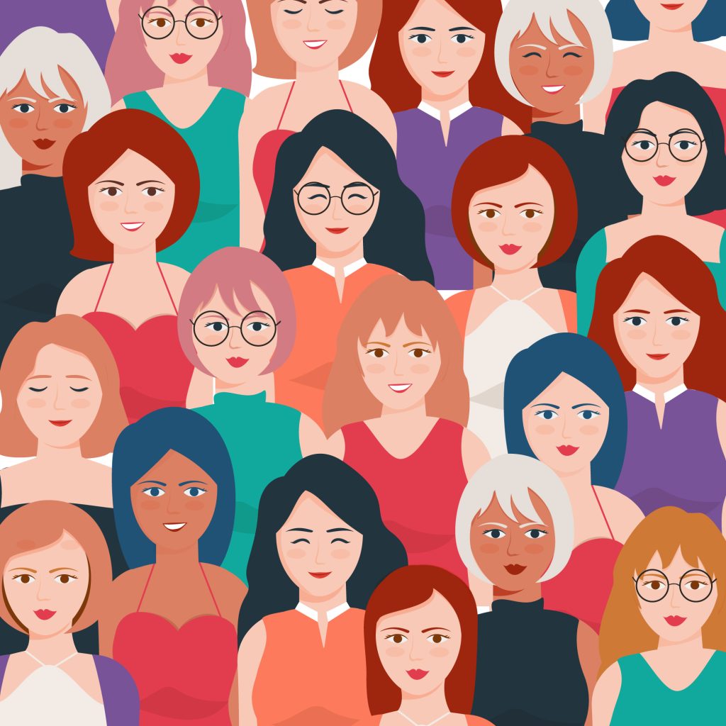 Ilustración con figuras de mujeres