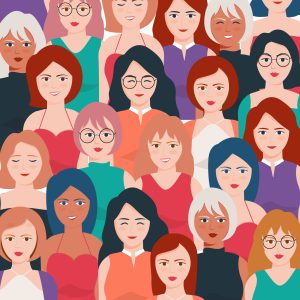 Ilustración con figuras de mujeres