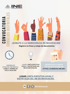 publicidad de una convocatoria con imágenes a caricatura de diferentes manos en tonos de piel y señales